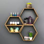 Hanah Home Hex004 Estantería de pared de madera de abeto, Nogal (3 Piezas)